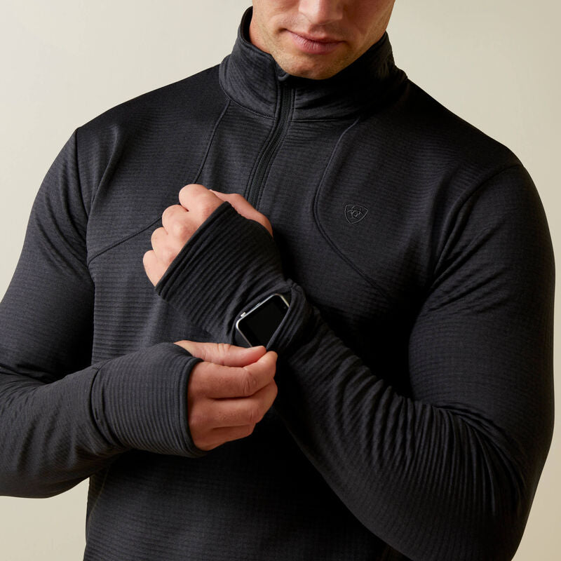 ARIAT GRIDWORK 1/4 ZIP BASELAYER NEGRA