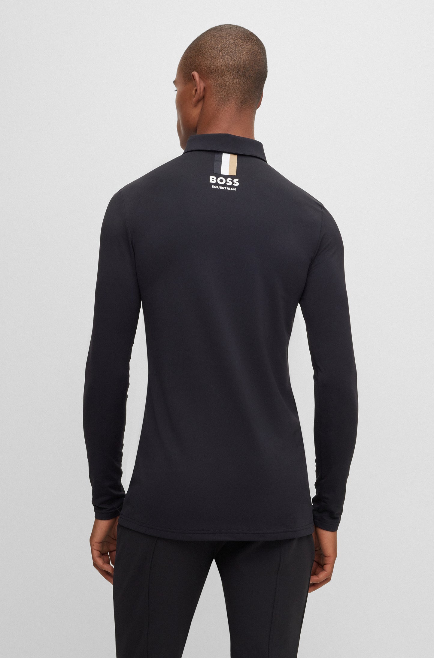 BOSS ELTON SIGNATURE STRIPE TRAINING POLO BLACK