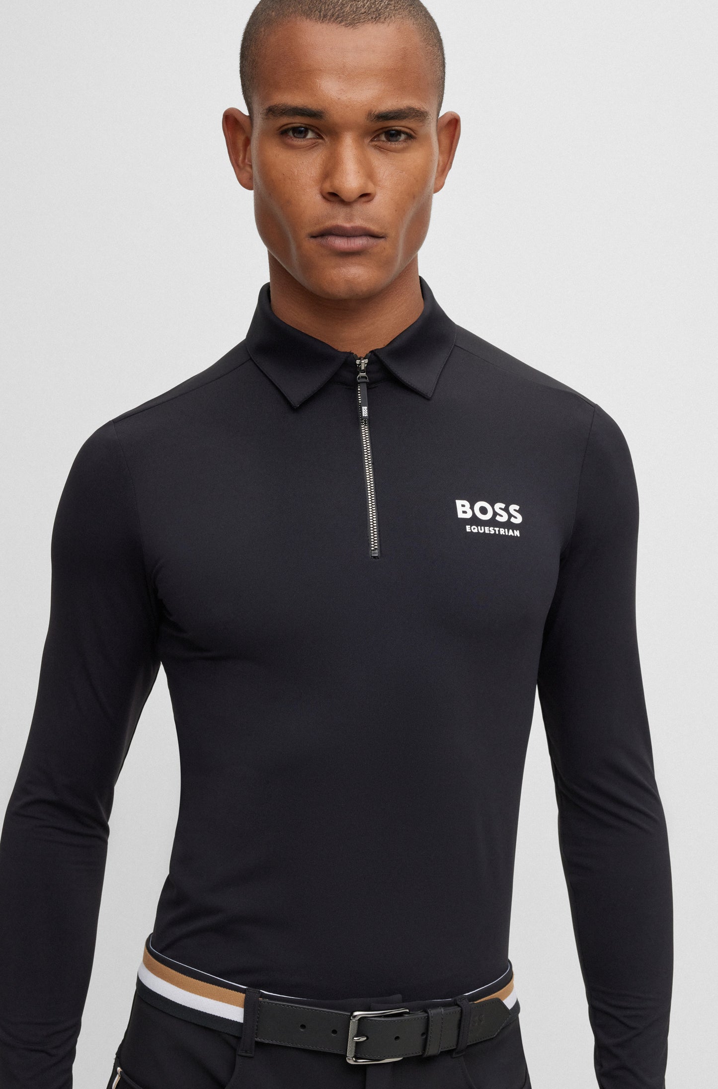 BOSS ELTON SIGNATURE STRIPE TRAINING POLO BLACK