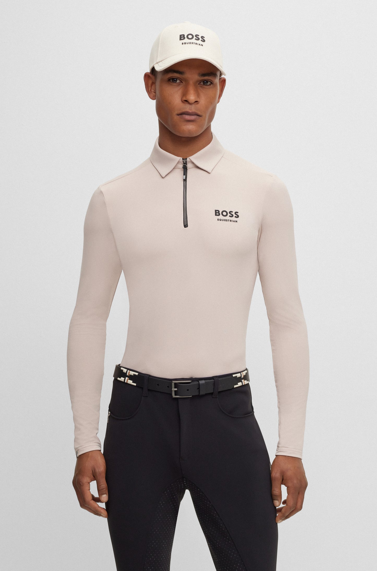 BOSS ELTON SIGNATURE STRIPE TRAINING POLO BEIGE