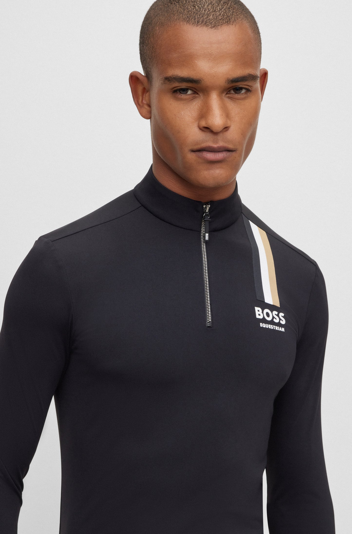 BOSS ETHAN SIGNATURE STRIPE TRAINING SHIRT BLACK