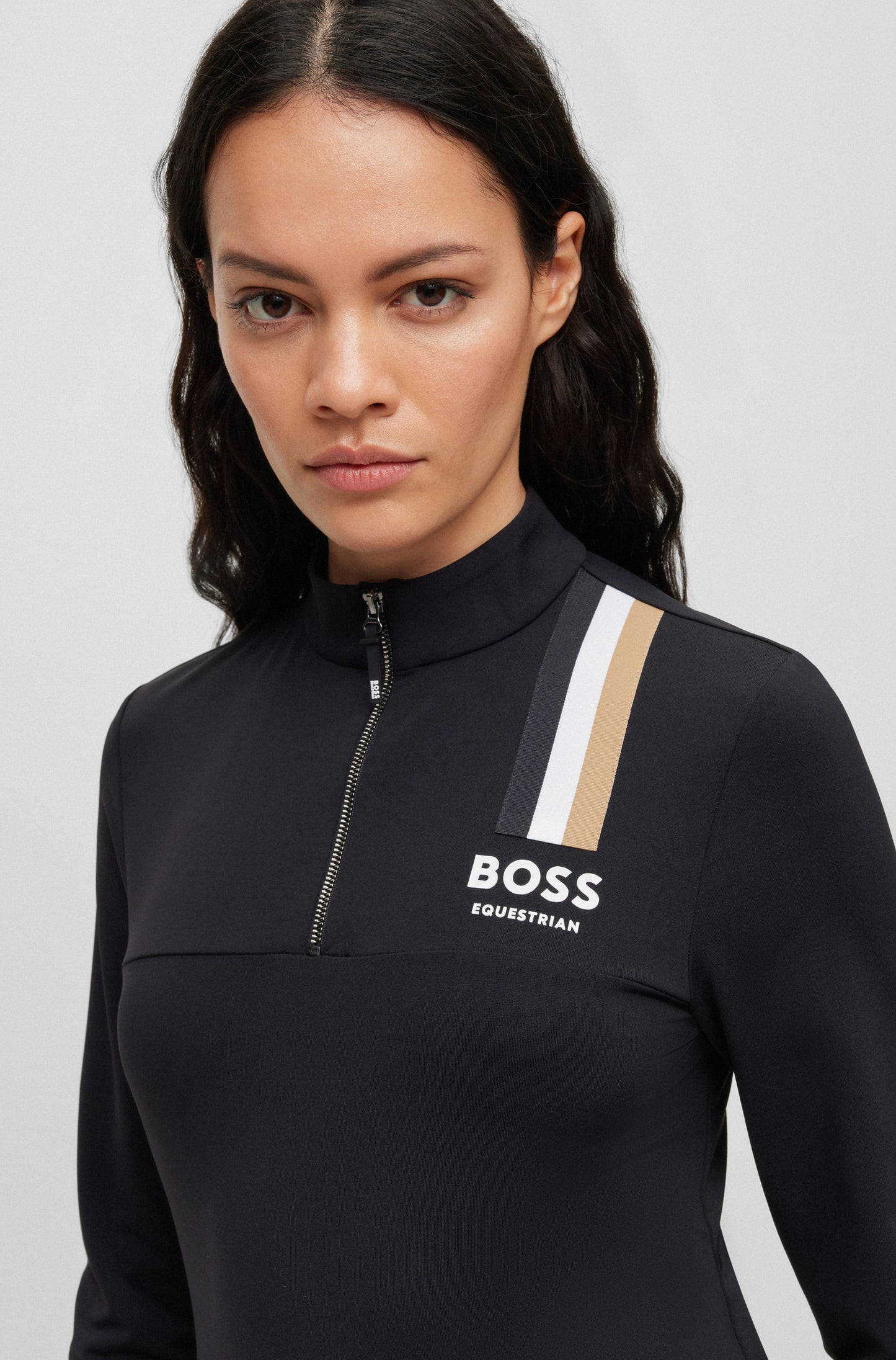 BOSS LIA SIGNATURE STRIPE TRAINING SHIRT BLACK