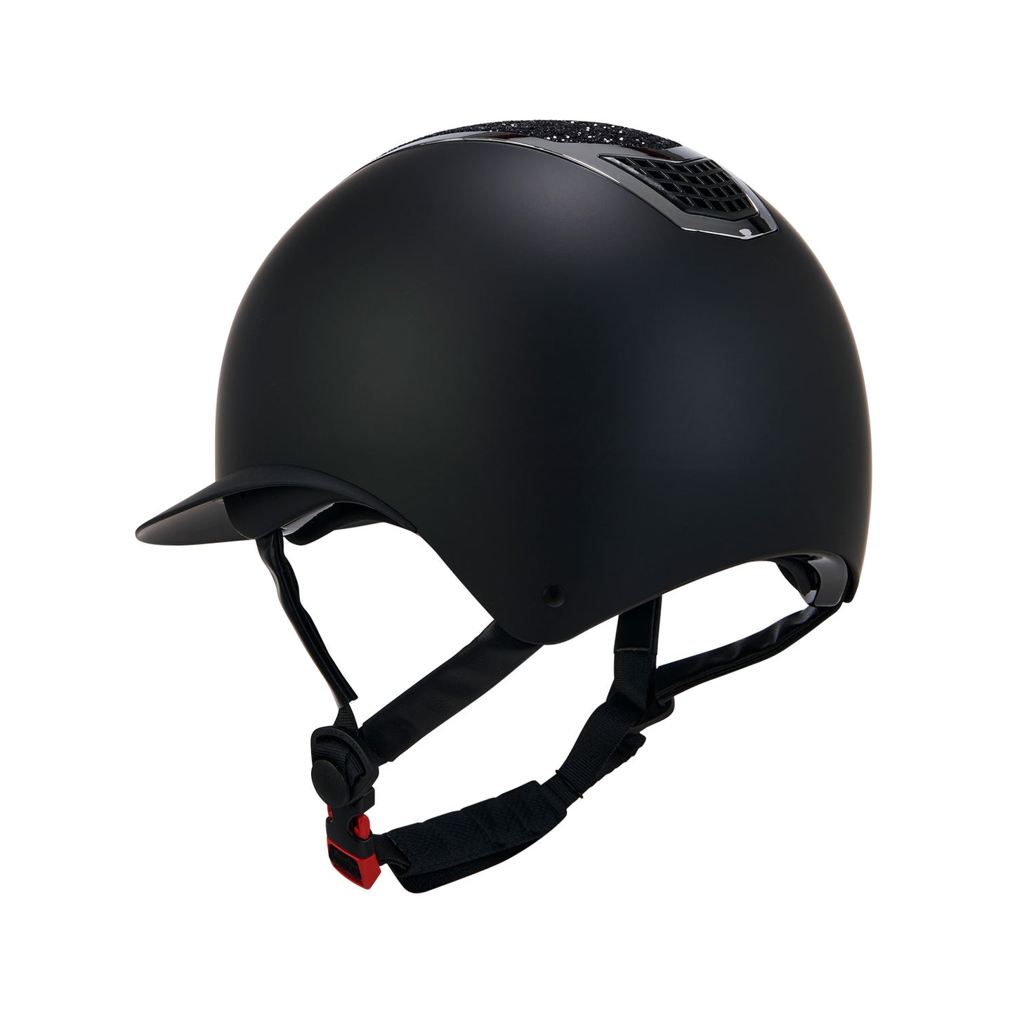 CASCO EQUESTRO MODELO ECLIPSE BLACK/SILVER WIDE VISOR STONE MAT