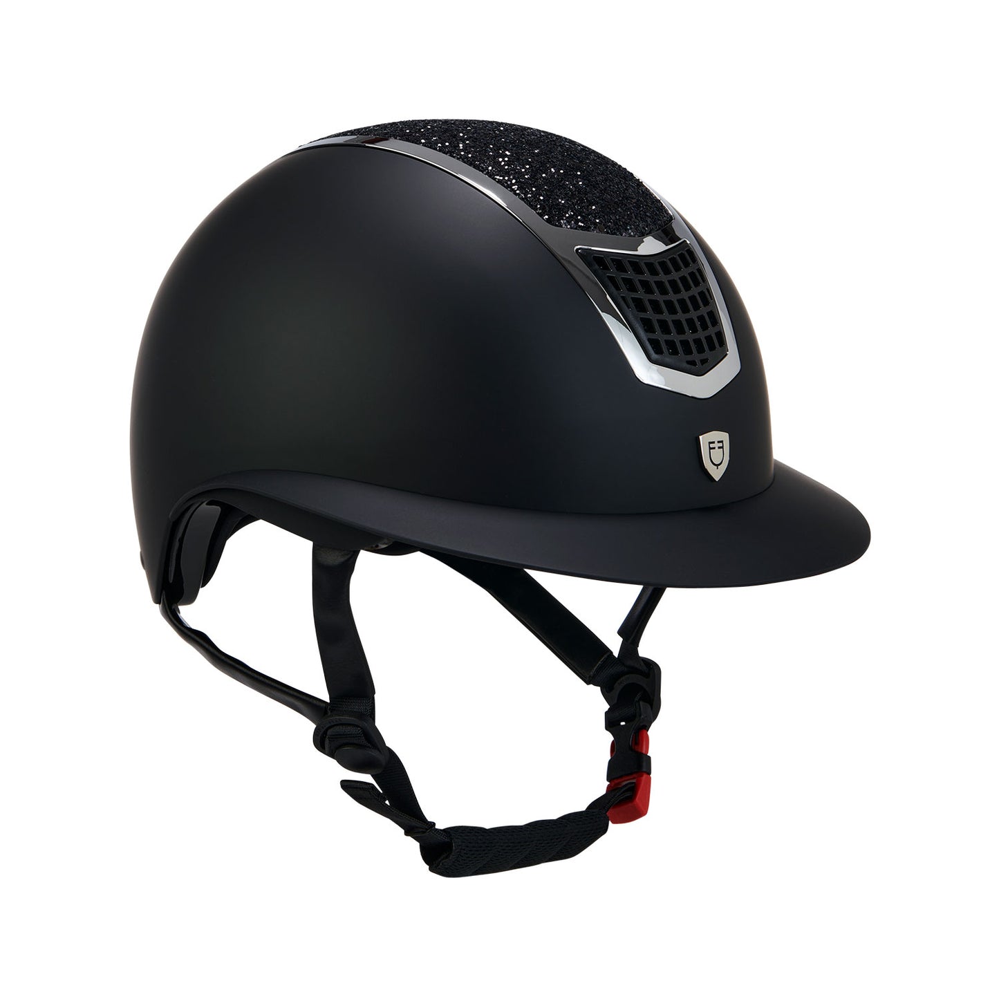 CASCO EQUESTRO MODELO ECLIPSE BLACK/SILVER WIDE VISOR STONE MAT