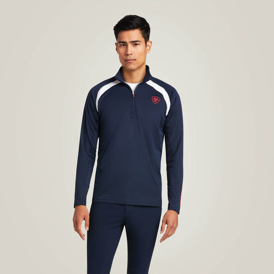 ARIAT SUNSTOPPER TEAM 1/4 ZIP BASELAYER NAVY