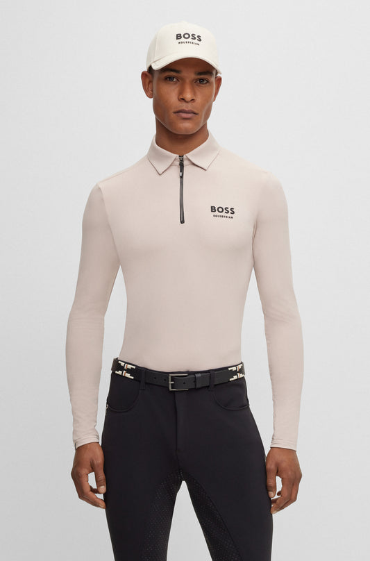 BOSS ELTON SIGNATURE STRIPE TRAINING POLO BEIGE