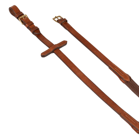 EQUESTRO LEATHER AND RUBBER REINS BRASS FITTING