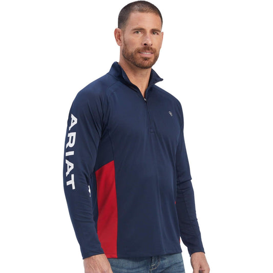 ARIAT SUNSTOPPER TEAM 1/4 ZIP NAVY